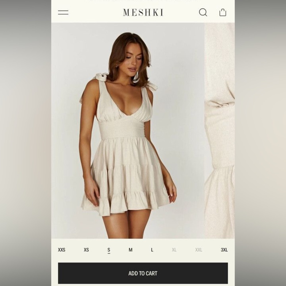 Meshki Cream Tie-Strap Mini Dress